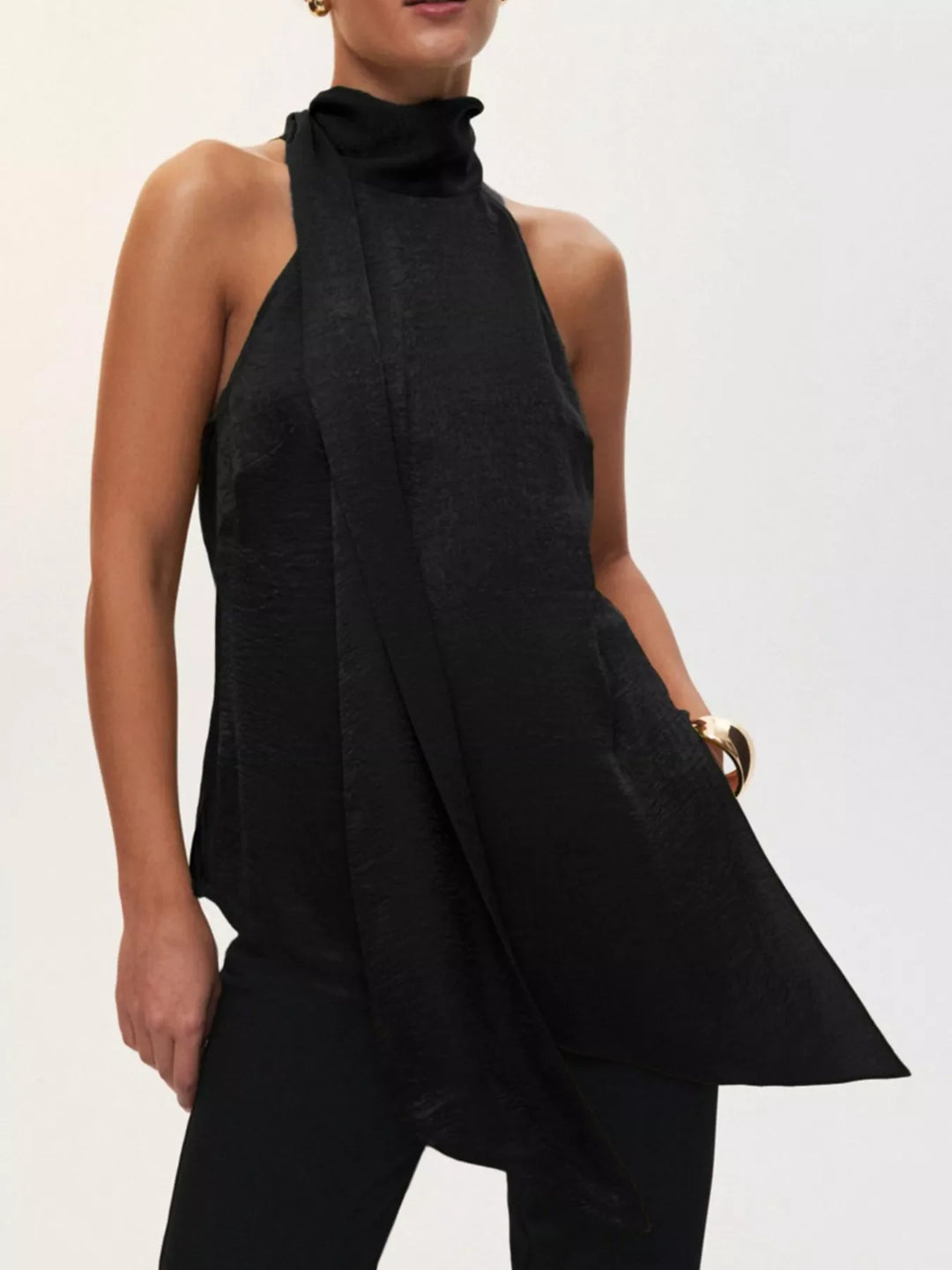 Elegant Halter Neck Asymmetrical Sleeveless Top