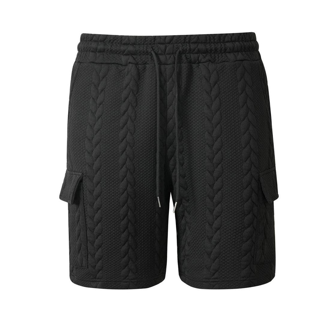 Mens Drawstring Jacquard Casual Shorts