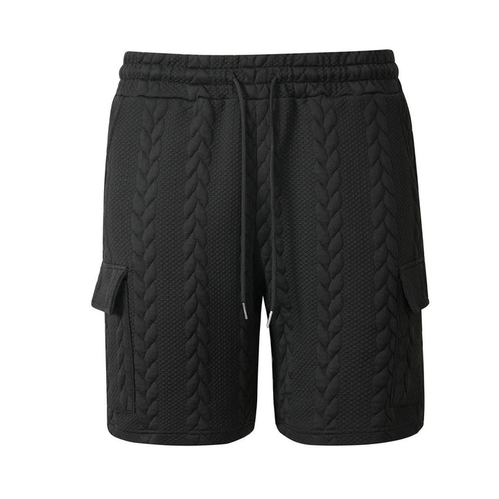 Mens Drawstring Jacquard Casual Shorts