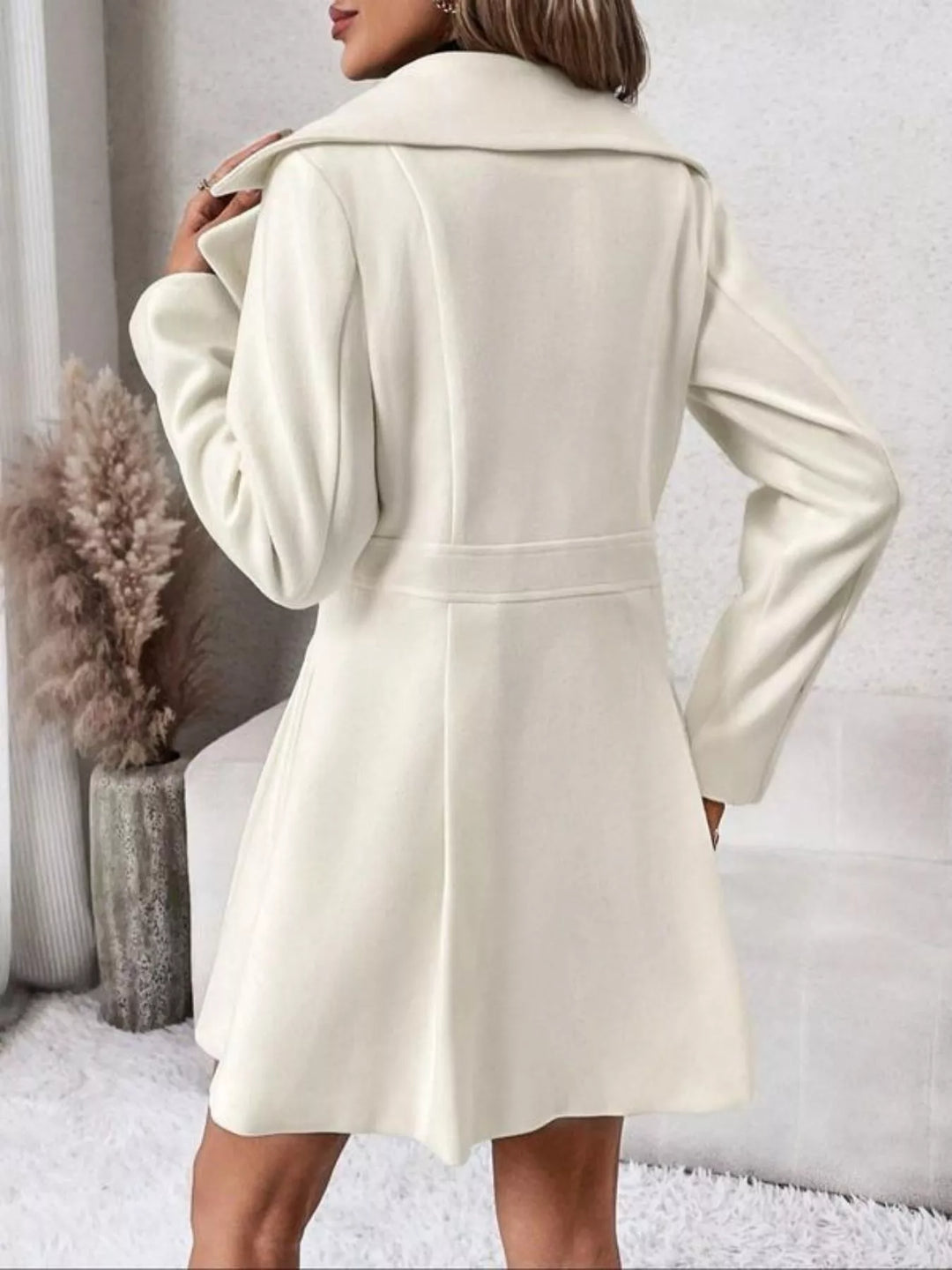 Double-Breasted Wool Blend Coat