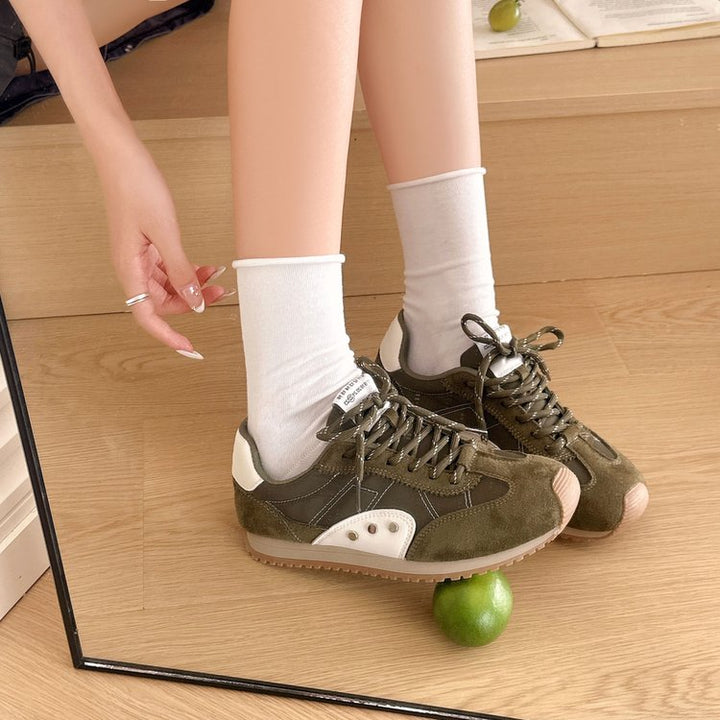 New Summer Women's German Trainer Shoes, Lace-Up Platform Height Increasing Versatile Casual Sneakers