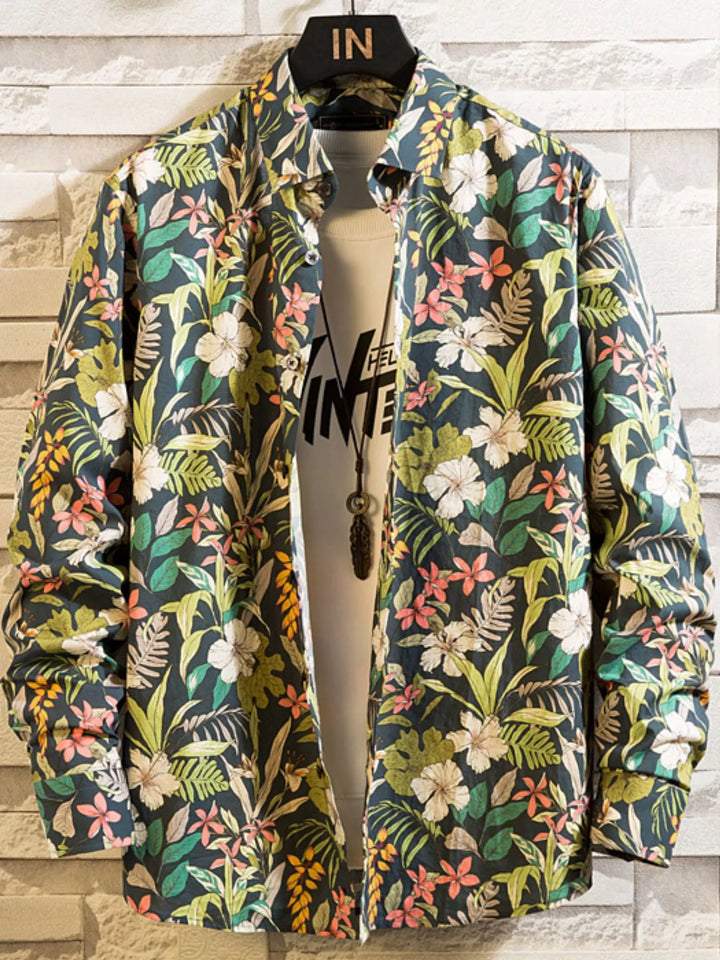 Men's Plus Size Printed Button Up Shirt