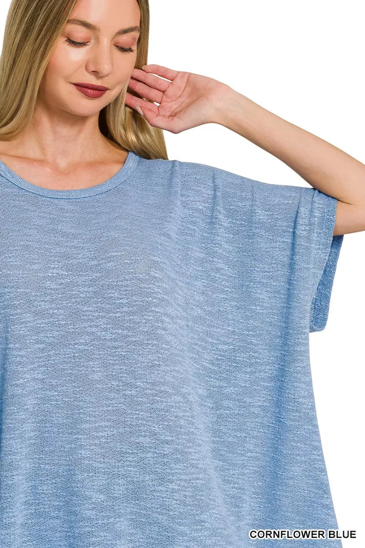 Zenana Oversized Slub Hacci Top