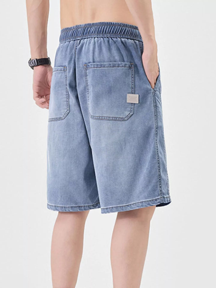 Men's Plus Size Casual Loose Fit Denim Shorts with Drawstring