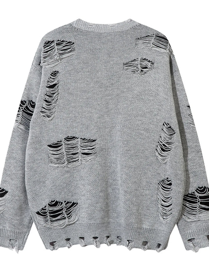 Men's Distressed Chain Detail Oversized Sweater