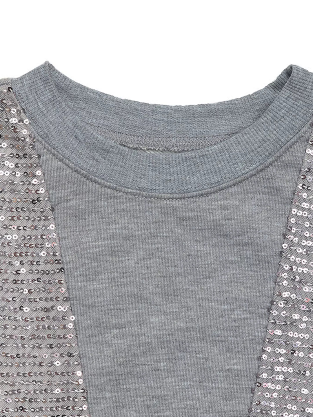 Sequin Round Neck Dropped Shoulder Sweatshirt