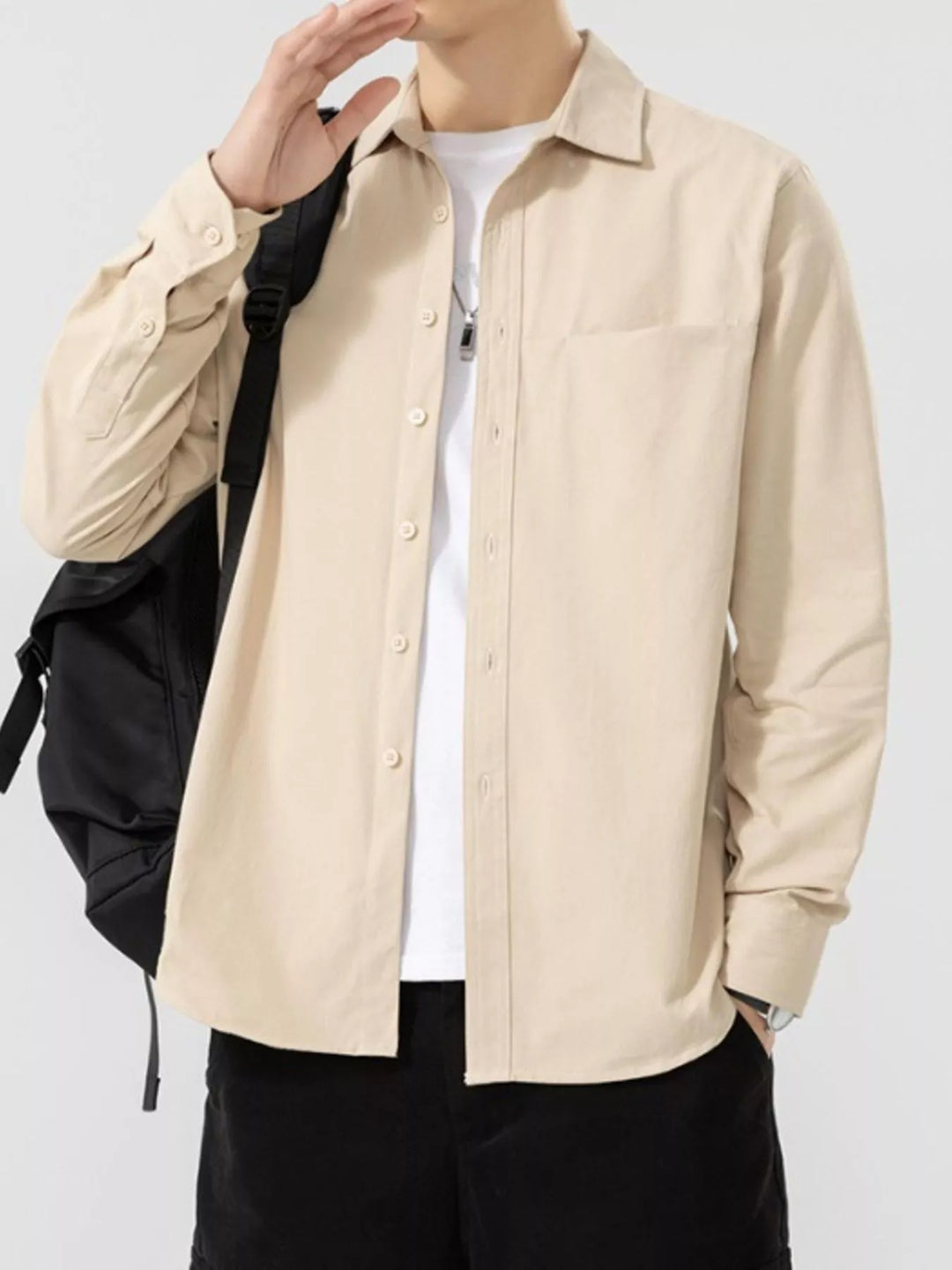 Men's Plus Size Button Up Long Sleeve Shirt