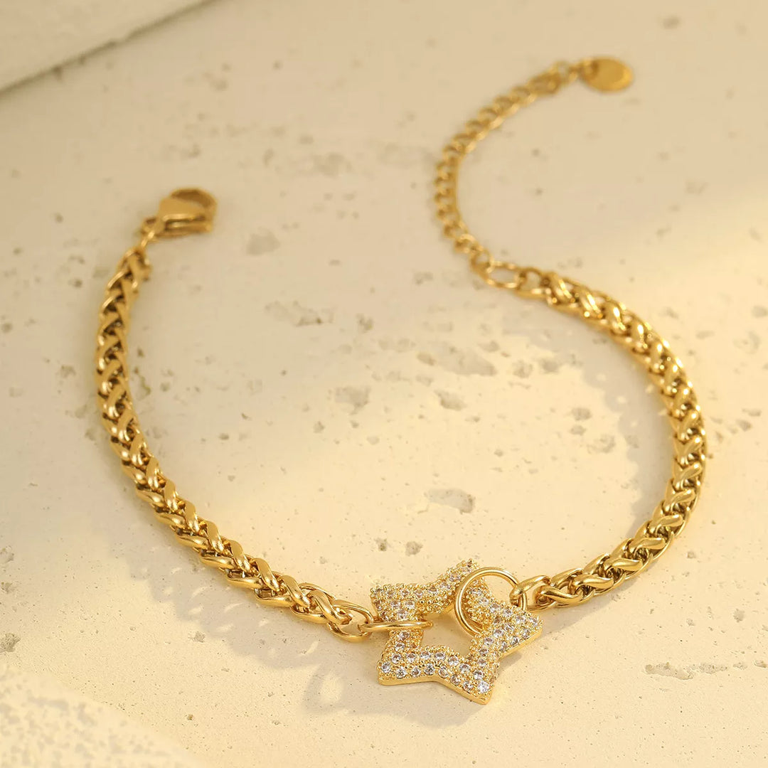 18K Gold-Plated Rhinestone Chain Bracelet