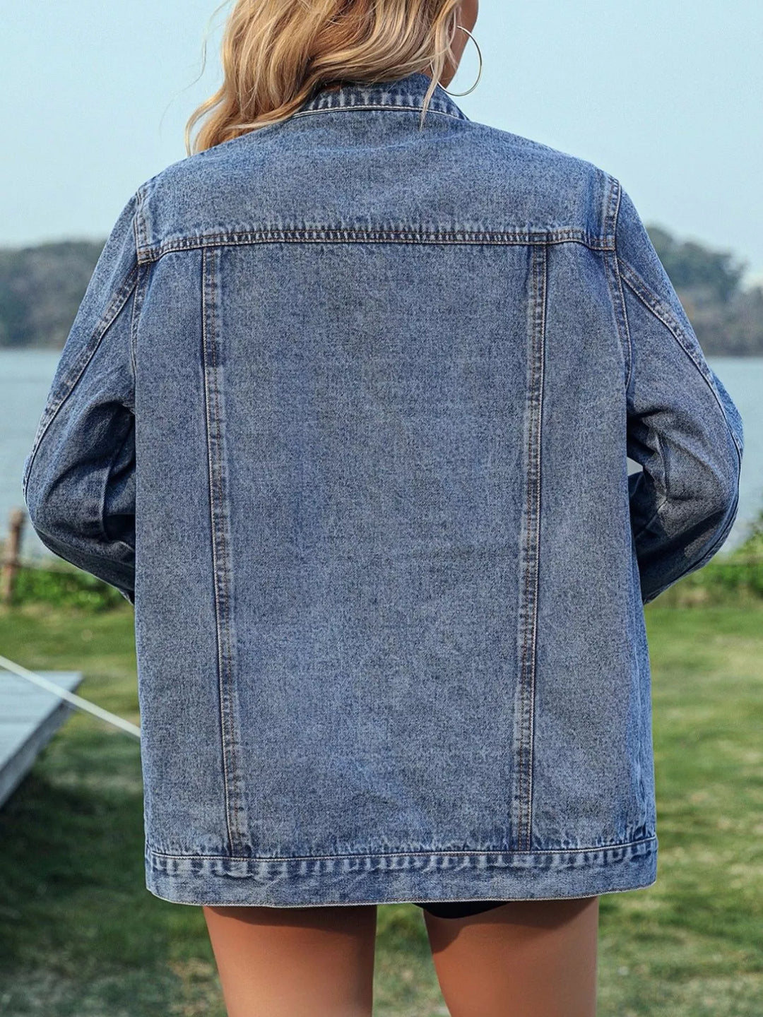 Studded Button Up Denim Jacket
