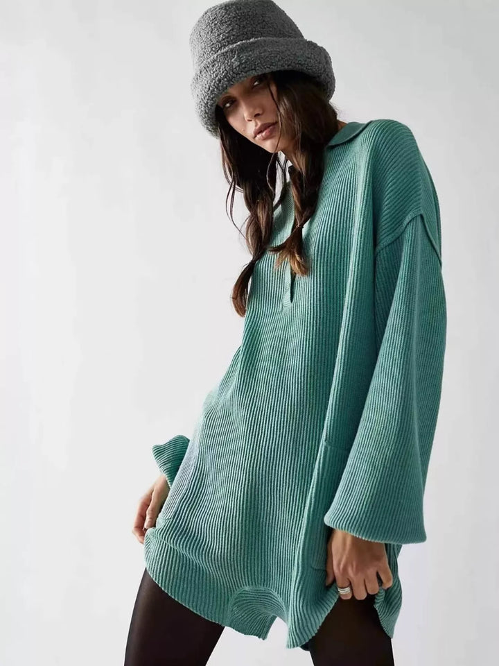 Ribbed Knit Long Sleeve Romper