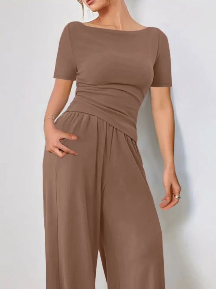 Round Neck Short Sleeve T-Shirt and Pants Set