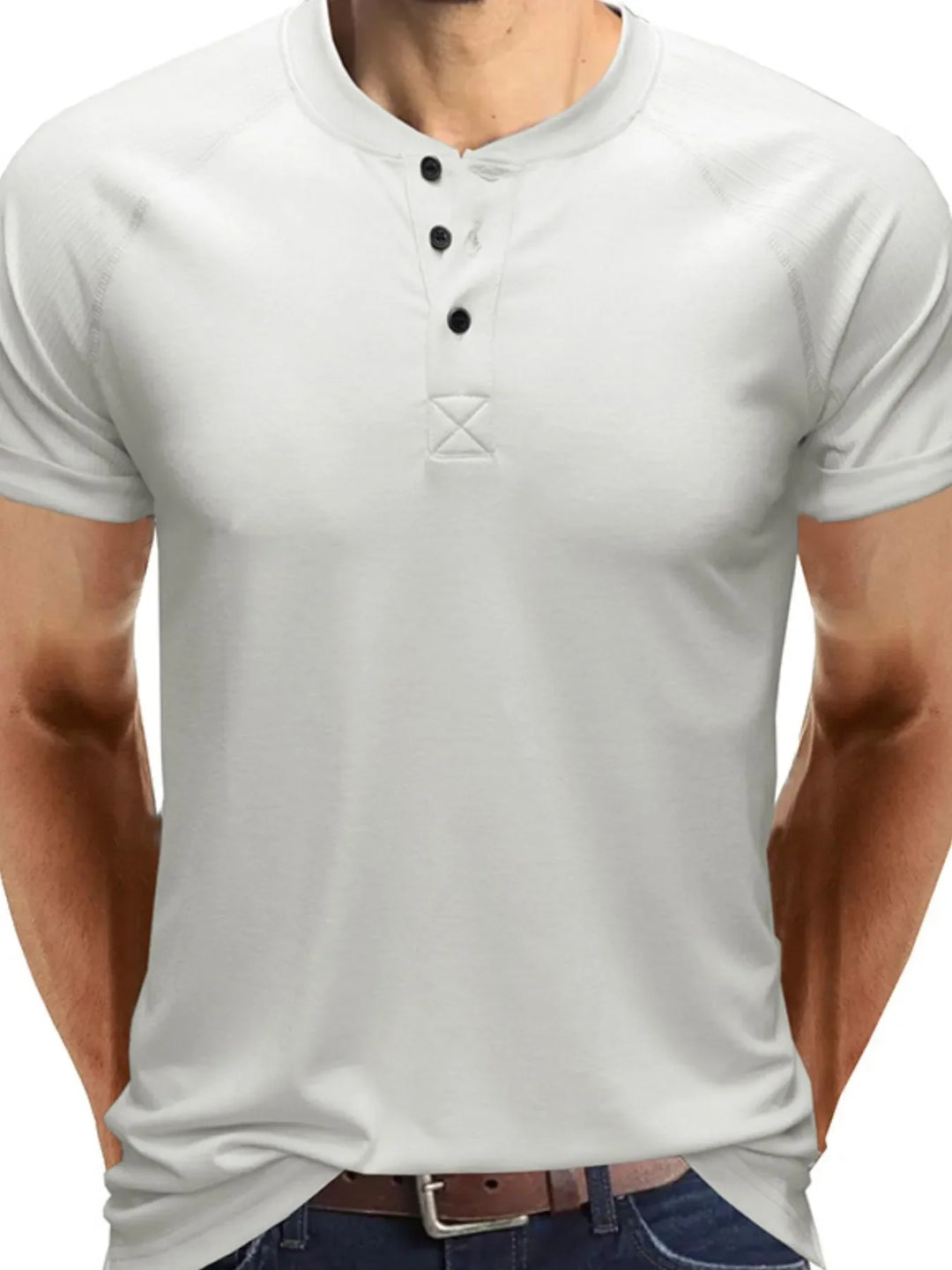 Men's Short Sleeve Henley Button Top