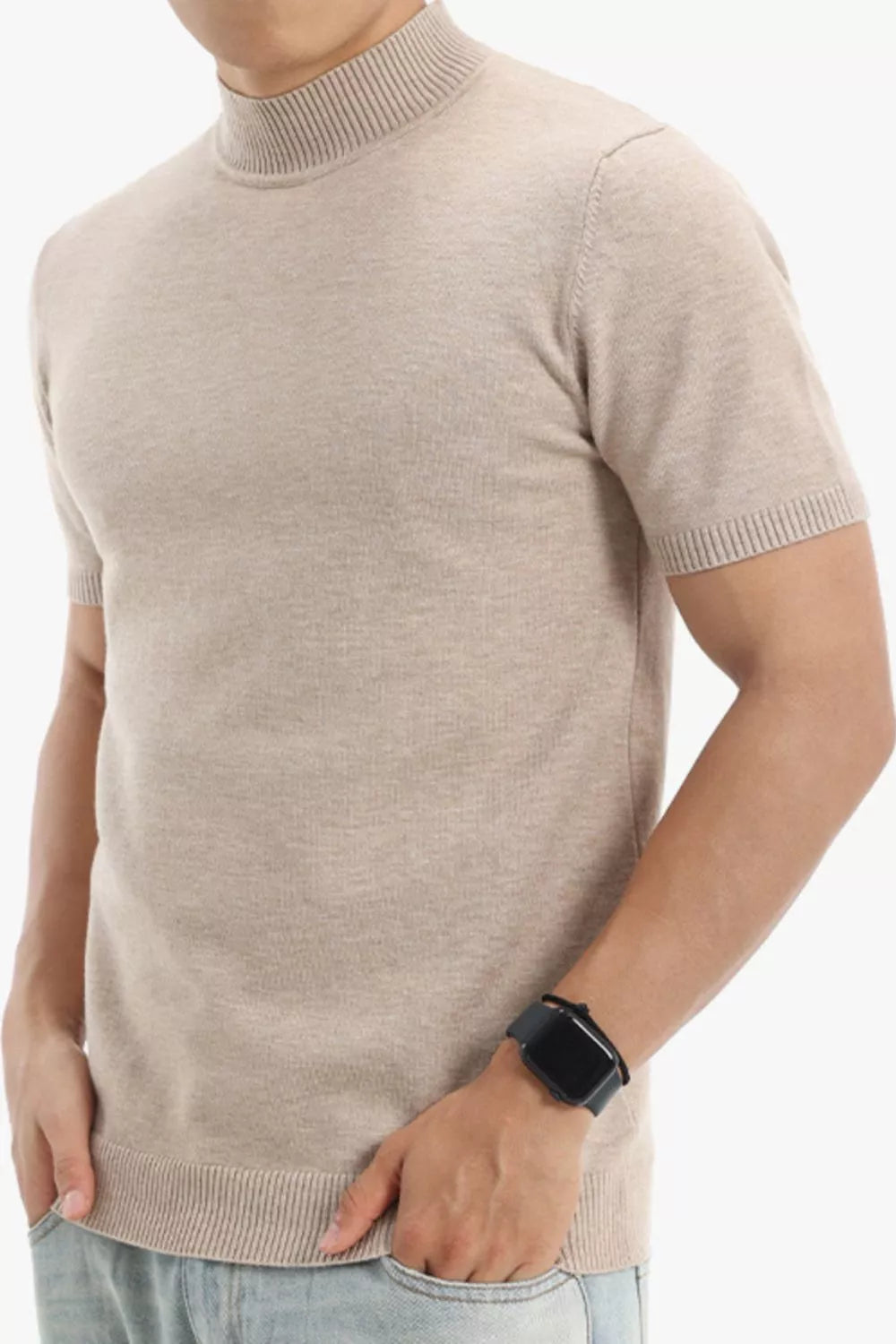 Men's Plus Size Slim Fit Short Sleeve Sweater