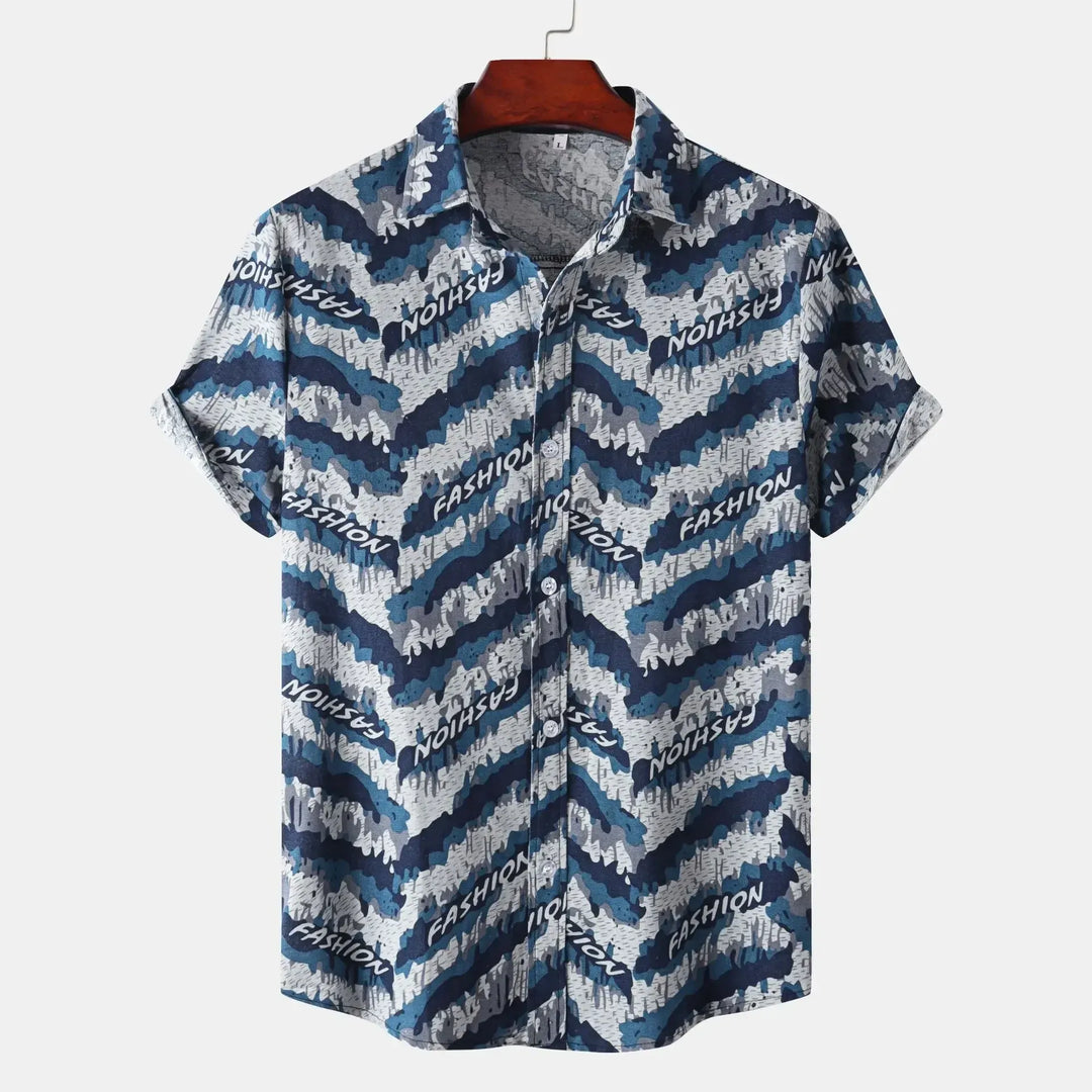 Men's Plus Size Printed Button Up Shirt