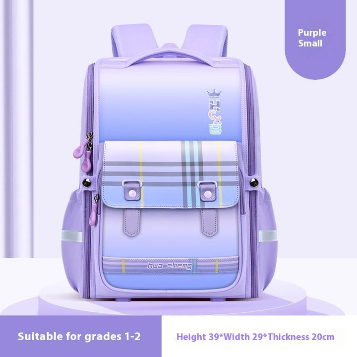 Plaid Schoolbag Grade Spine Protection Student Backpack