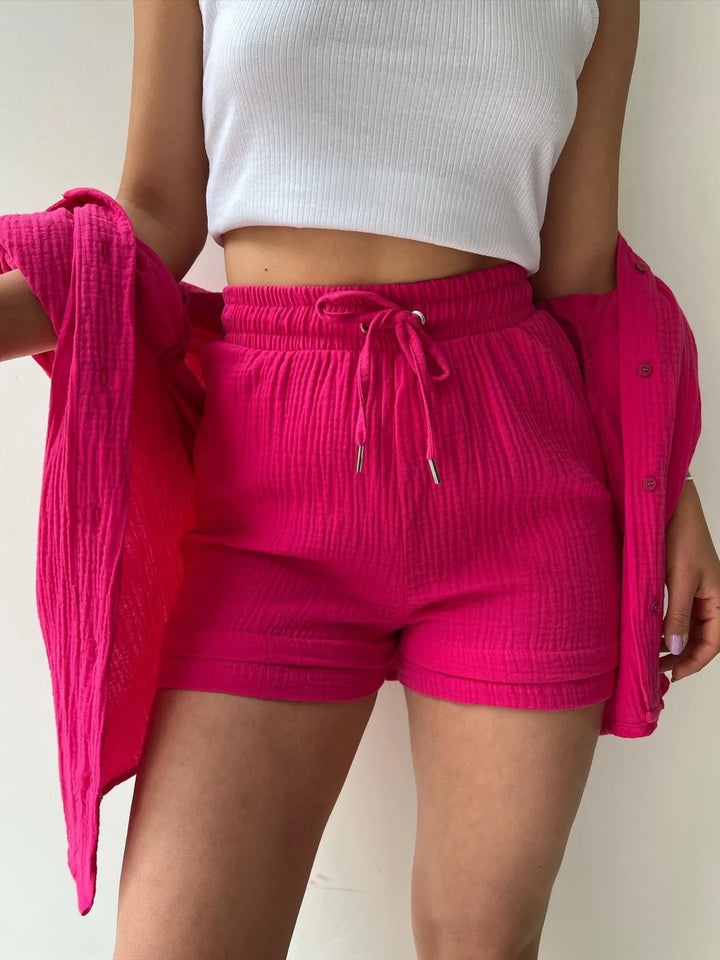 Button Up Shirt and Shorts Set