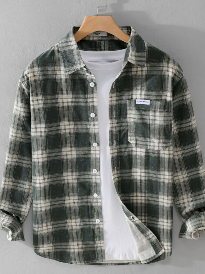 Men's Plus Size Plaid Button Up Long Sleeve Shirt