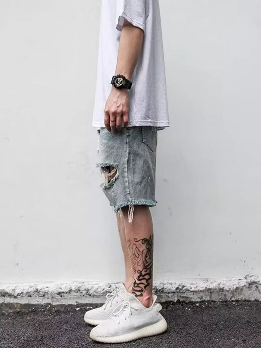 Men's Full Size Distressed Denim Shorts Plus Size