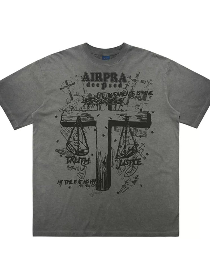 Men's Graphic Round Neck Short Sleeve T-Shirt