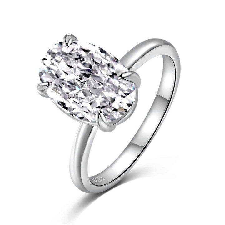 Oval Ring Female Four-claw Cold High Luxury
