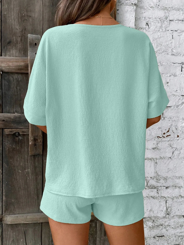 V-Neck Half Sleeve Top and Shorts Set