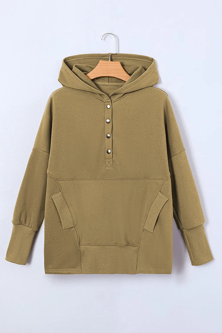 Quarter-Snap Dropped Shoulder Hoodie