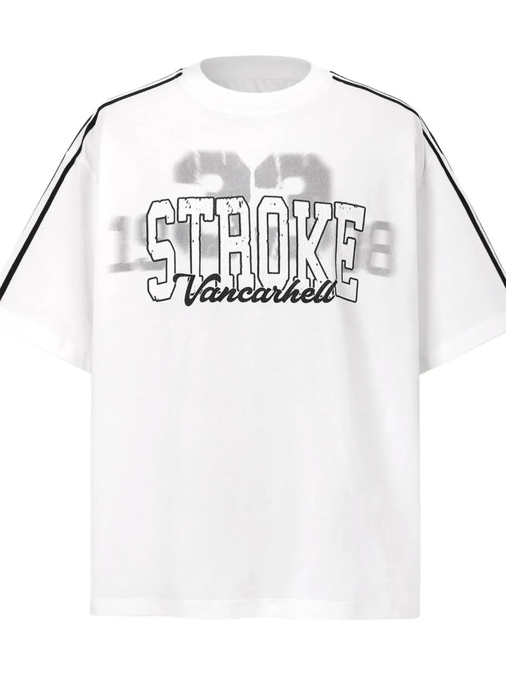 Men's Letter Round Neck Short Sleeve T-Shirt