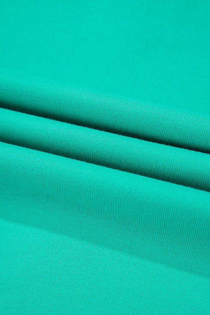 Mint Green Splicing Round Neck Pullover Sweatshirt