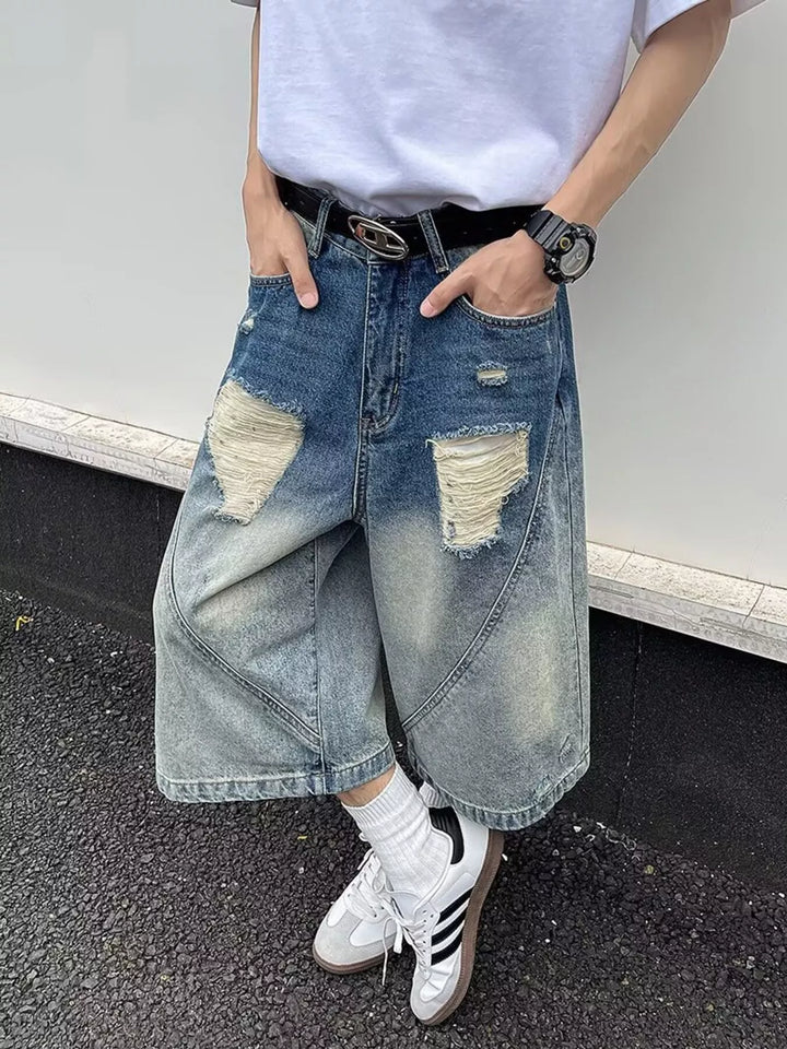 Men's Full Size Wide-Leg Denim Shorts Plus Size