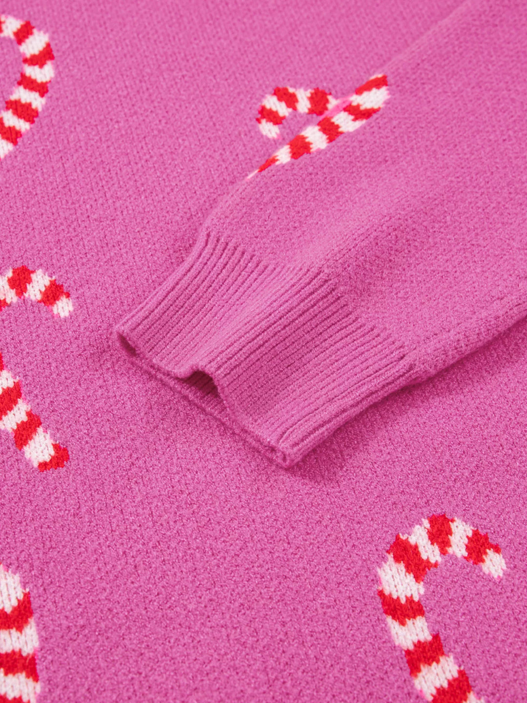 Christmas Candy Cane Holiday Drop Shoulder Sweater