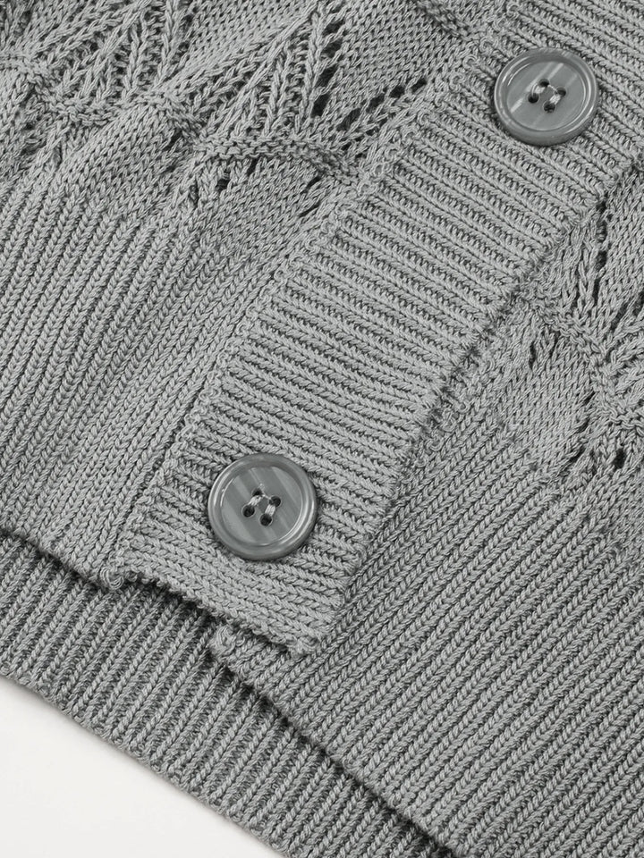 Buttoned Front Openwork Cardigan