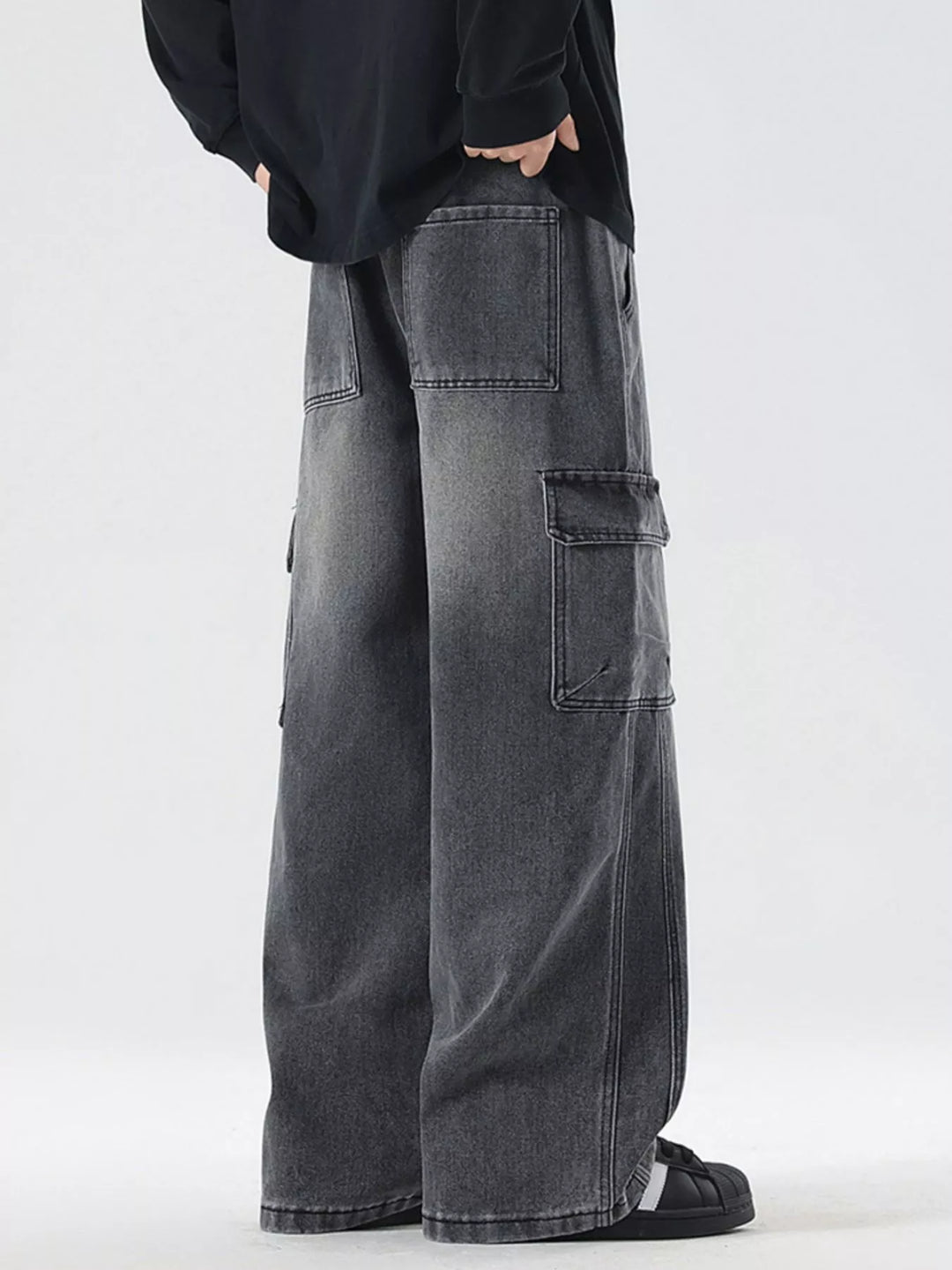 Men's Full Size Wide Leg Cargo Jeans Plus Size