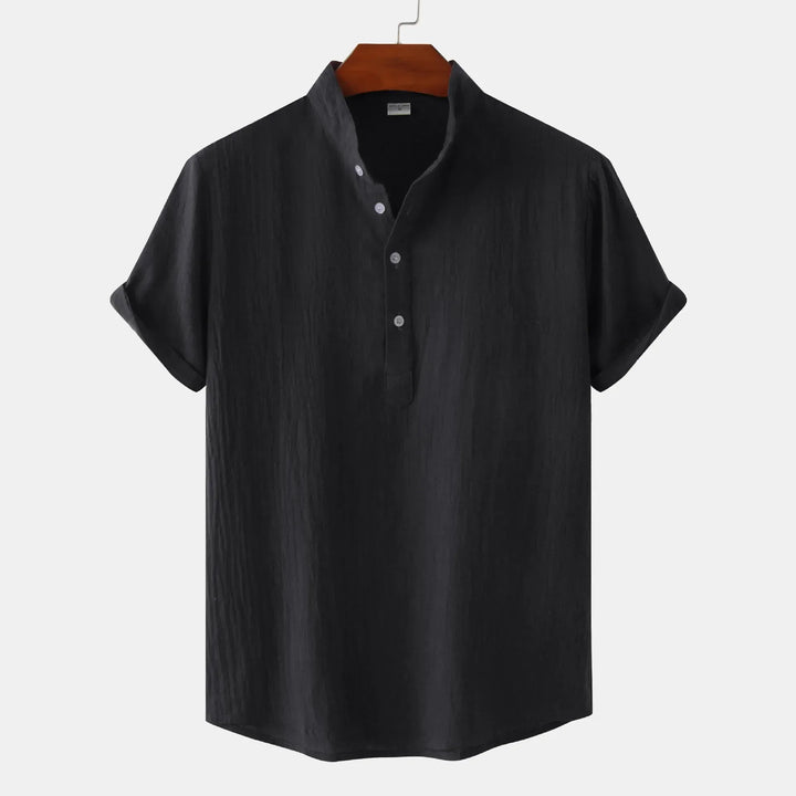Men's Mandarin Collar Short Sleeve Henley Shirt