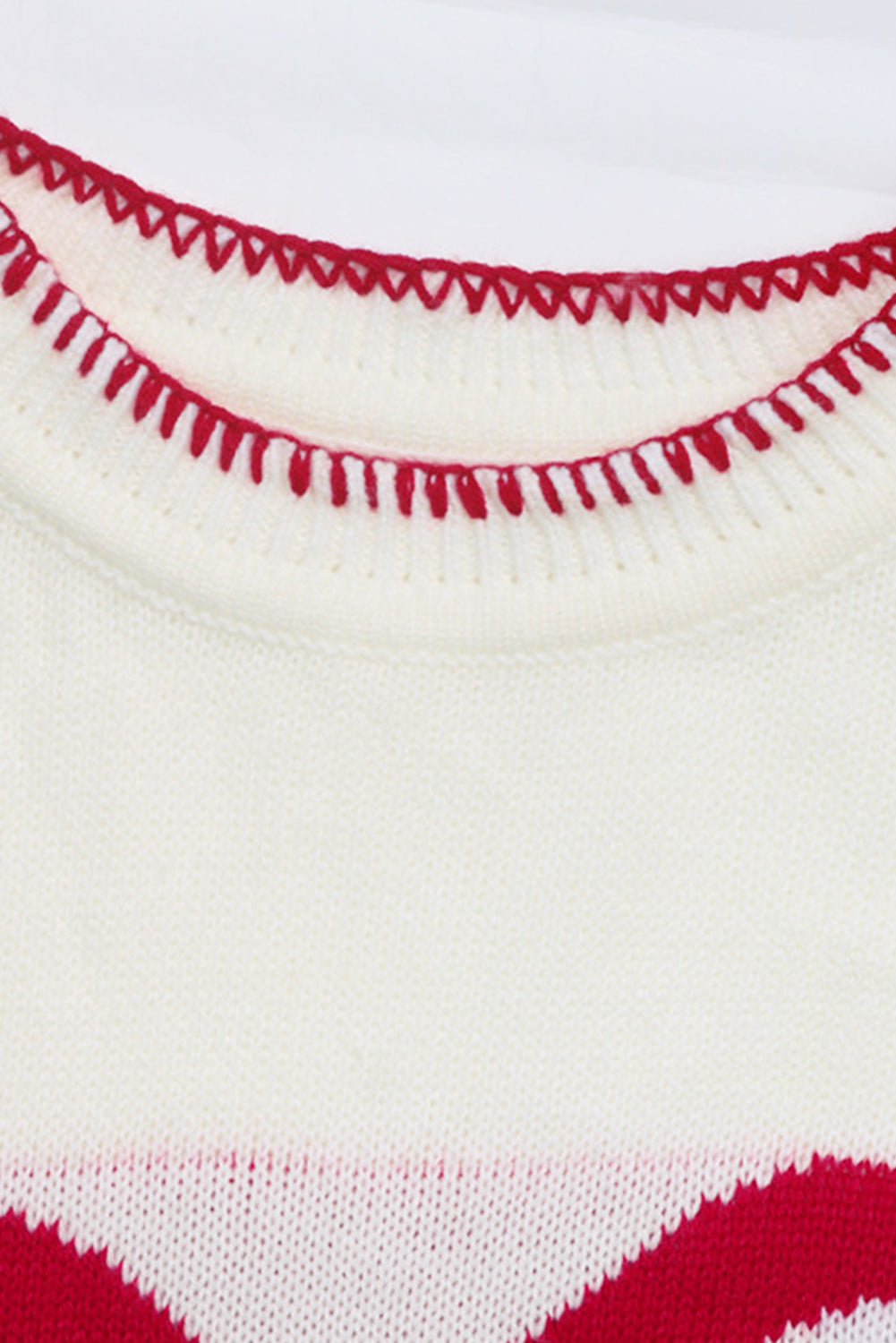 白色蝴蝶結圖案撞色裝飾聖誕寬鬆圖案毛衣