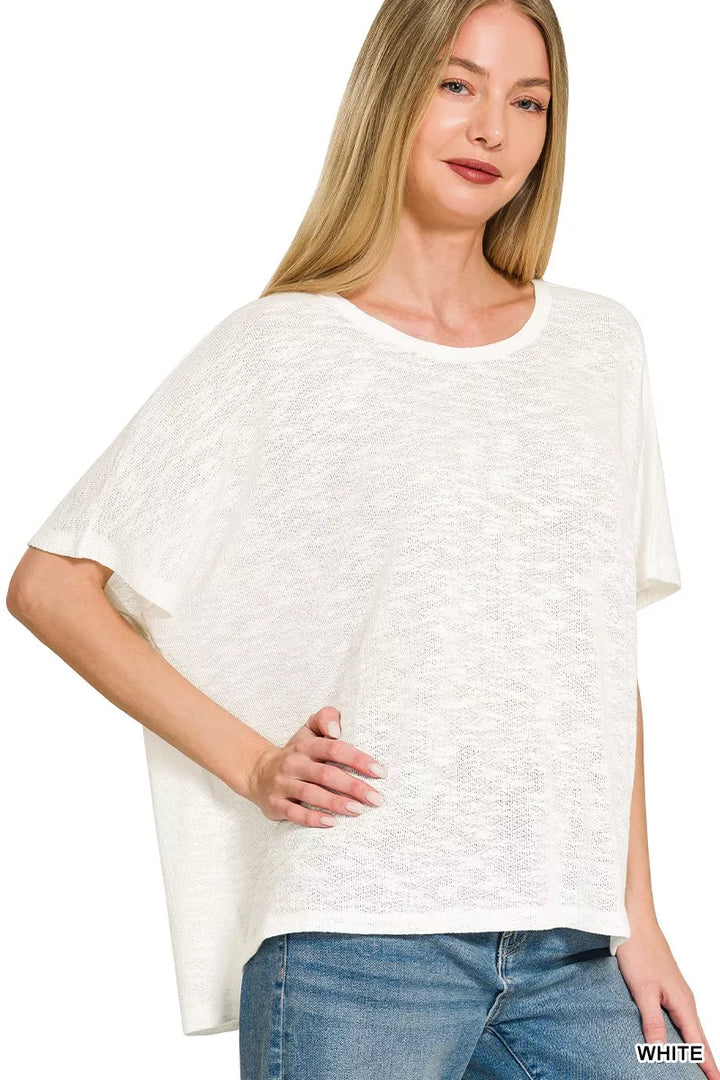 Zenana Oversized Slub Hacci Top