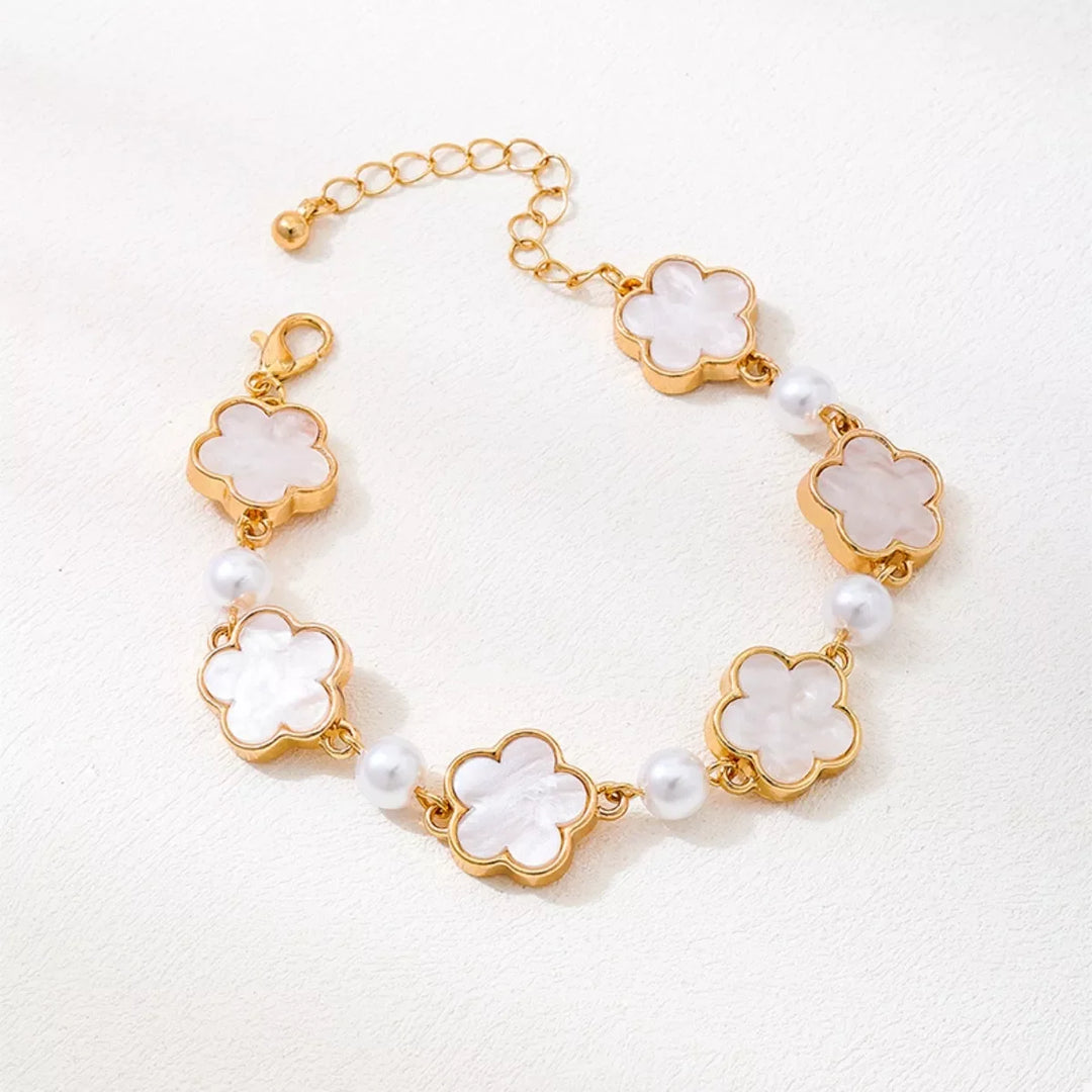 18k Gold-Plated Alloy Flower Bracelet