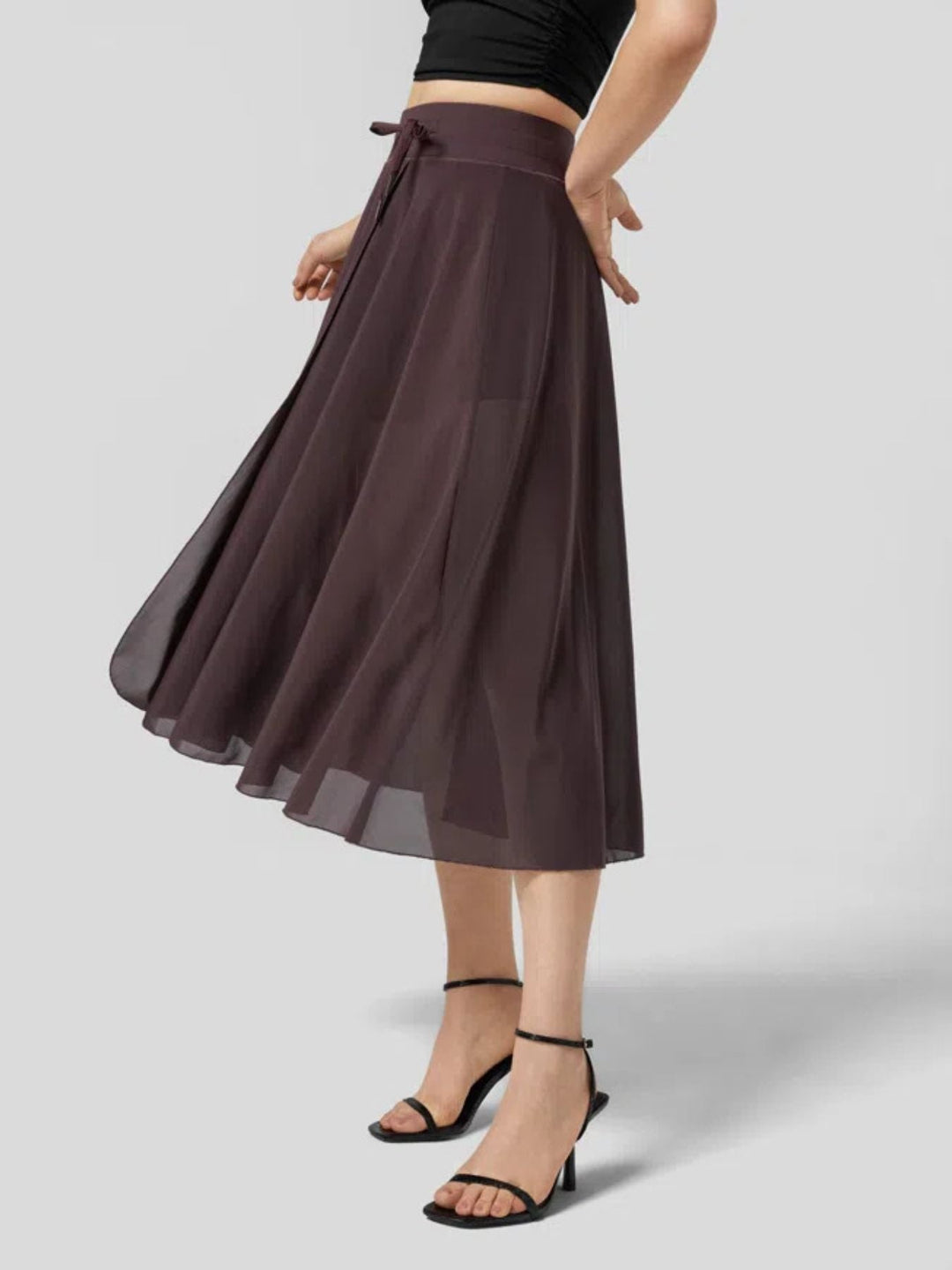 Slit Flowy Skirt with Shorts Liner