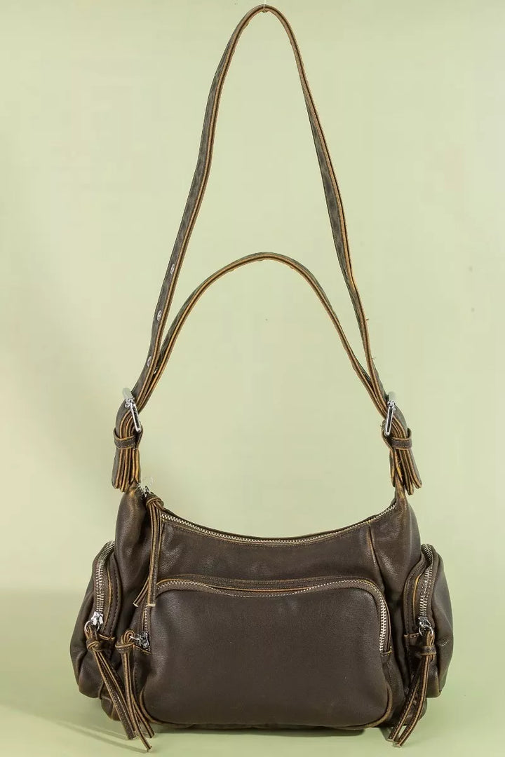 Fame Multi Pocket Leather Shoulder Bag