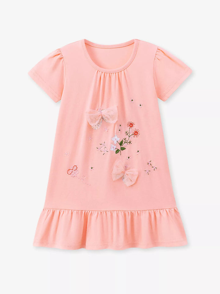 Children's Ruffled Hem Short Sleeve Dress
