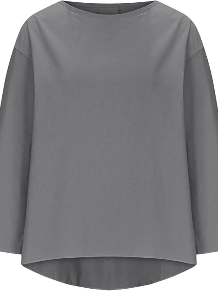 Full Size Round Neck Relaxed Fit Blouse Plus Size
