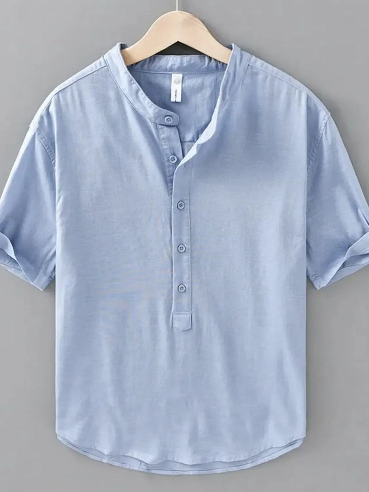Men's Plus Size Button Detail Short Sleeve Blouse