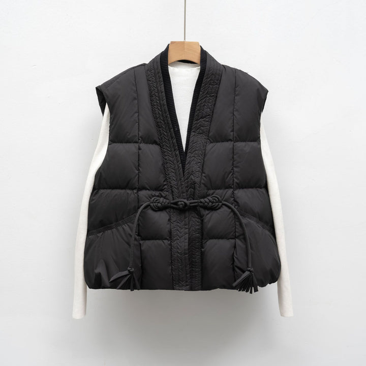 New National Standard Autumn And Winter Plain Color V-neck Loose Vest