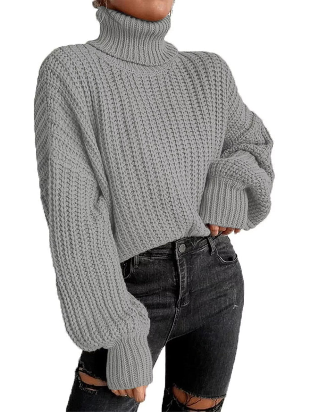 Chuny Knit Turtleneck Long Sleeve Sweater