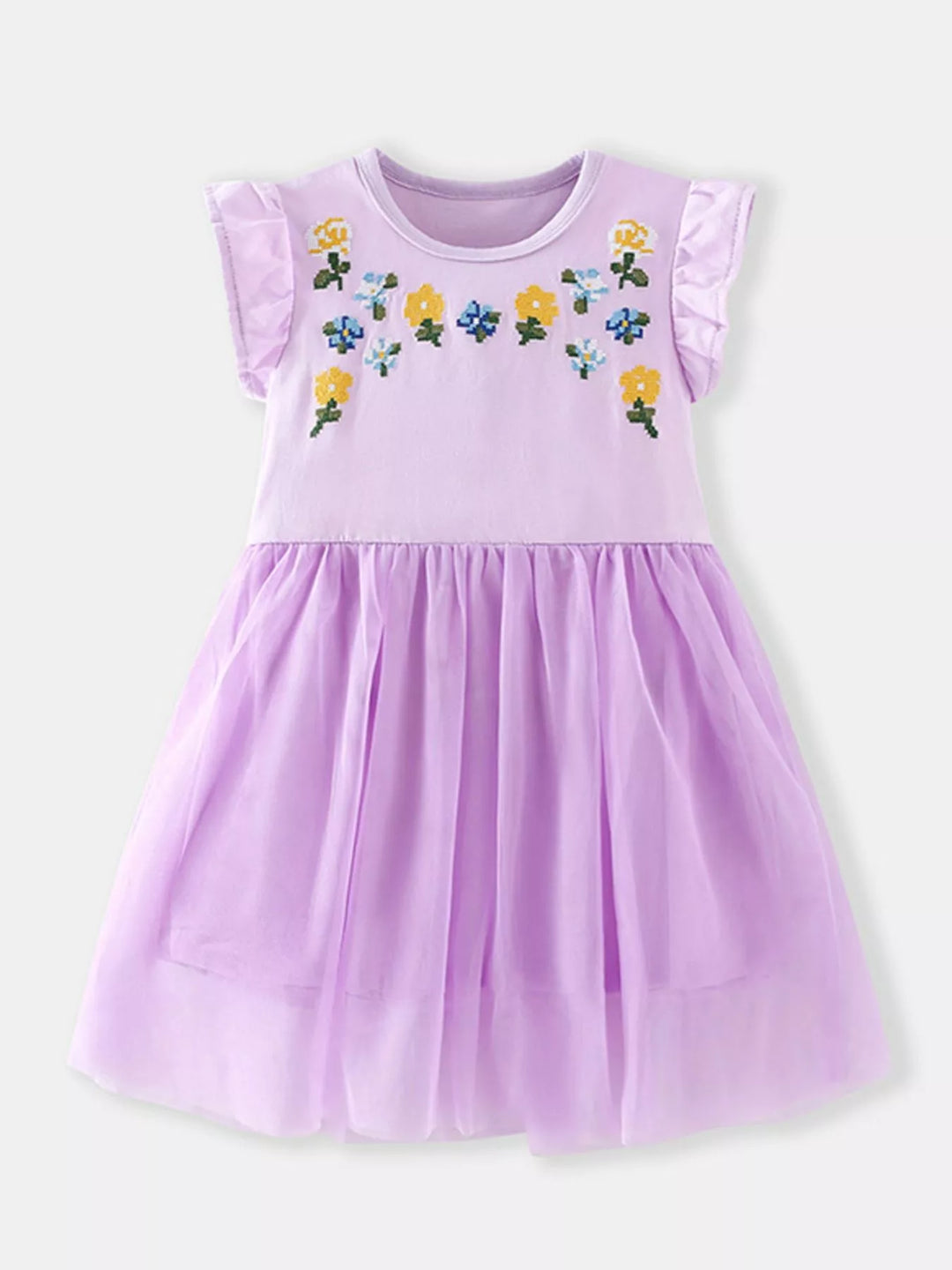 Children's Floral Embroidered Tulle Dress