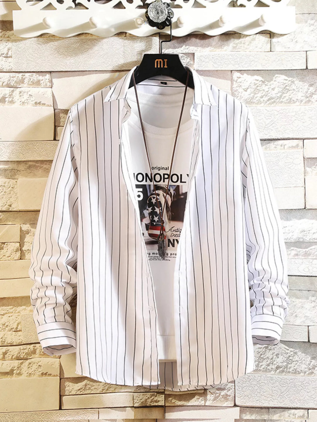 Men's Plus Size Striped Button Up Casual Shirt