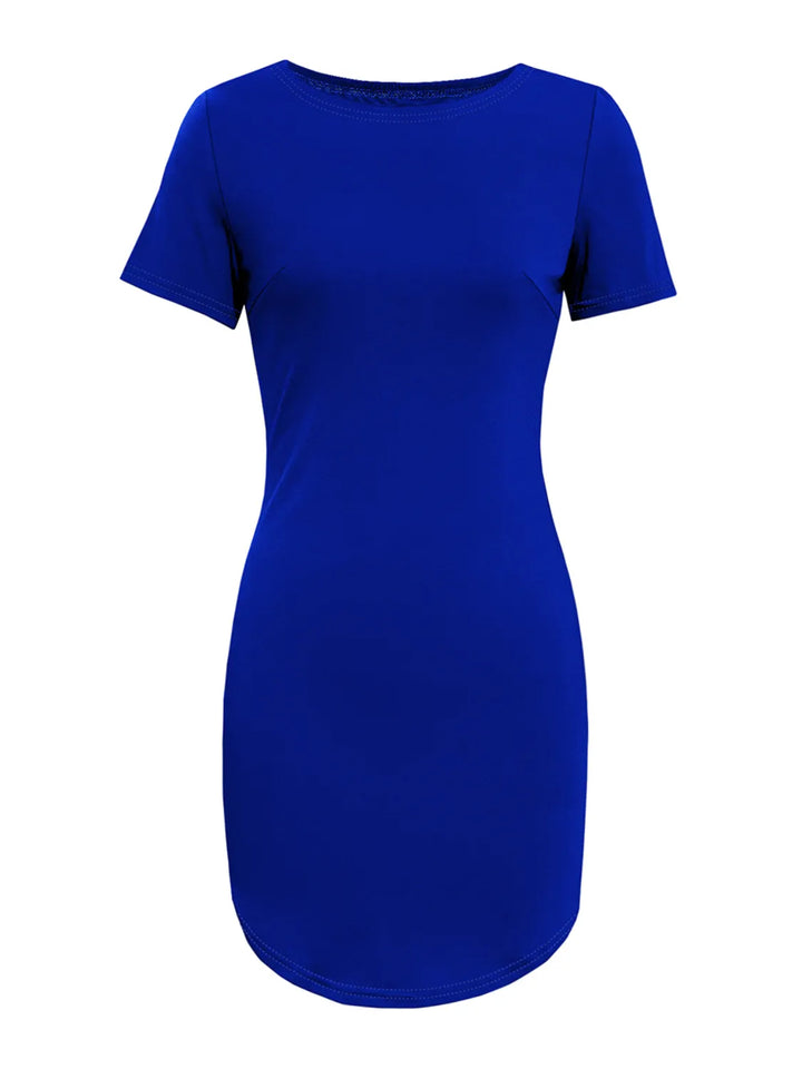 Round Neck Short Sleeve Mini Tee Dress