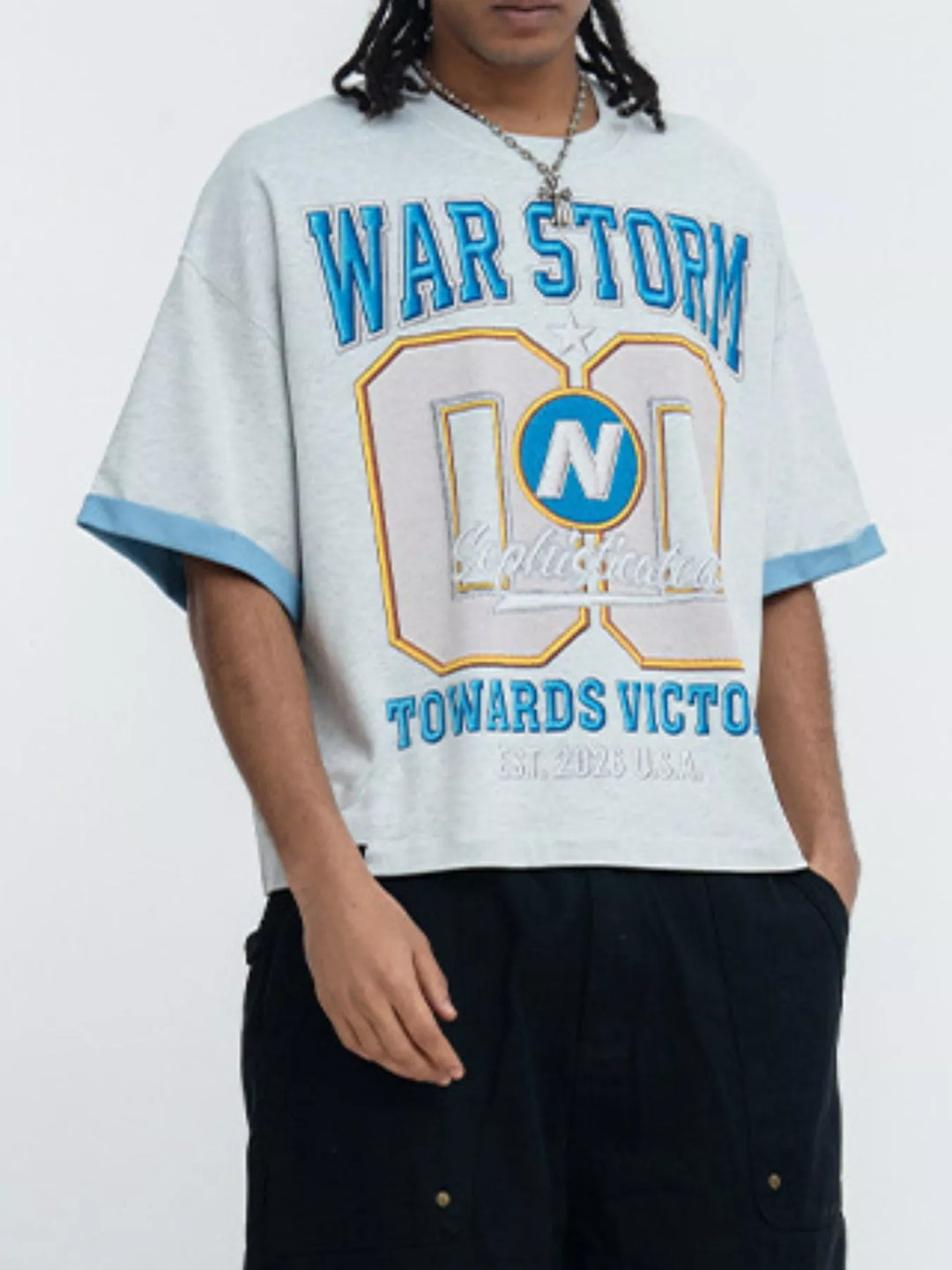 Men's War Storm Graphic Round Neck T-Shirt