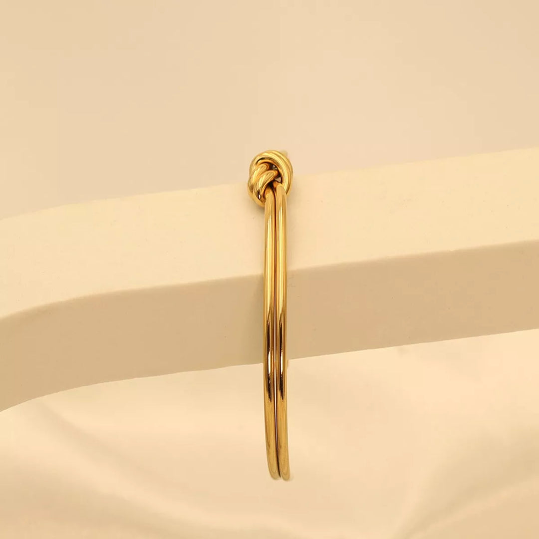 18K Gold-Plated Knot Open Bracelet