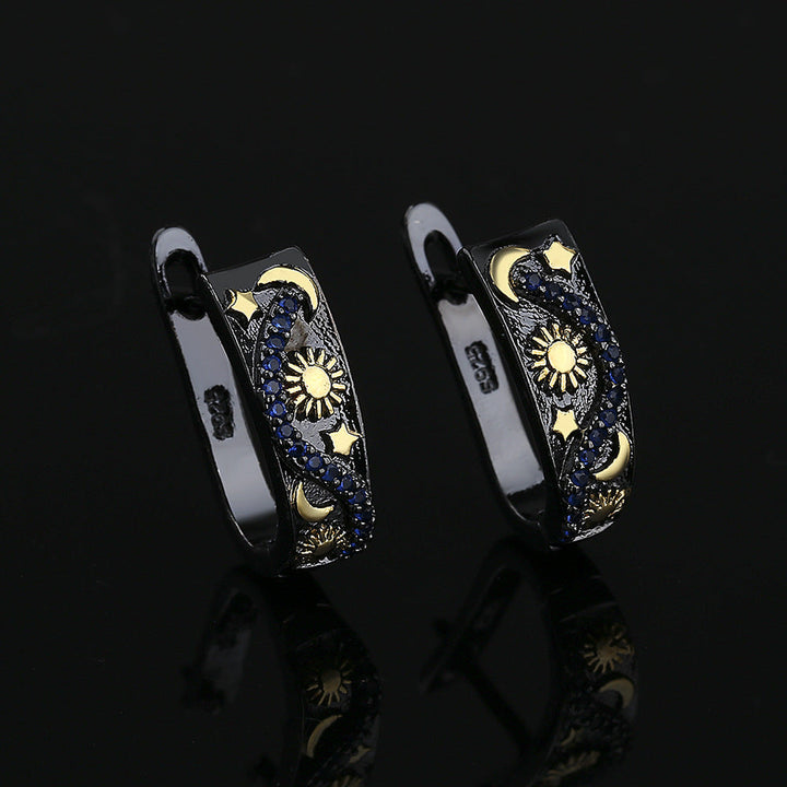 Exquisite Womens Star And Moon Earrings