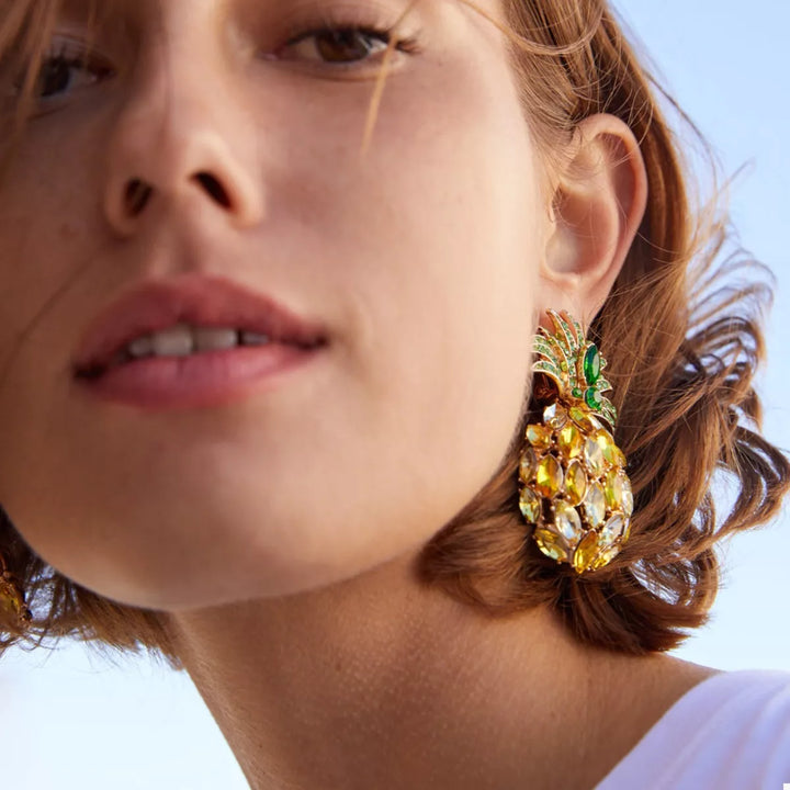 Pineapple Rhinestone Dangle Earrings